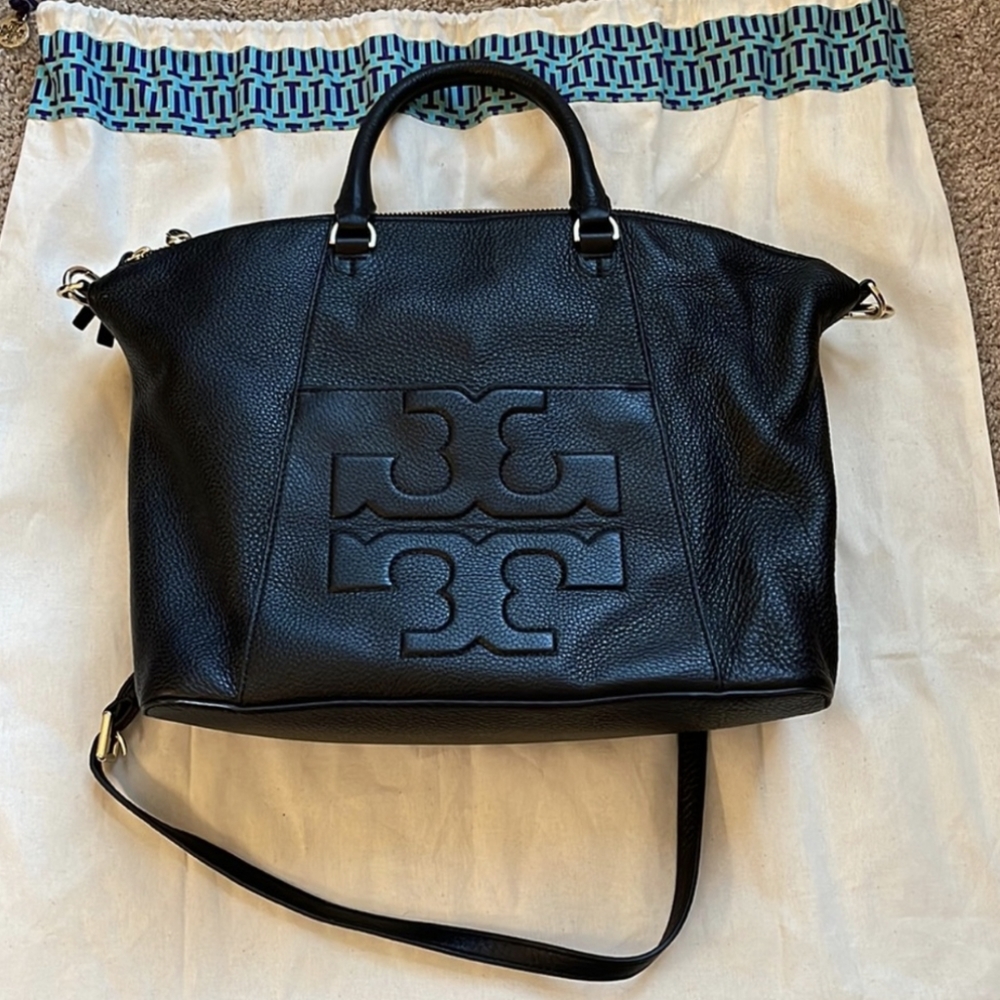 Tory Burch Bombe-T Slouchy tote, medium, black leather